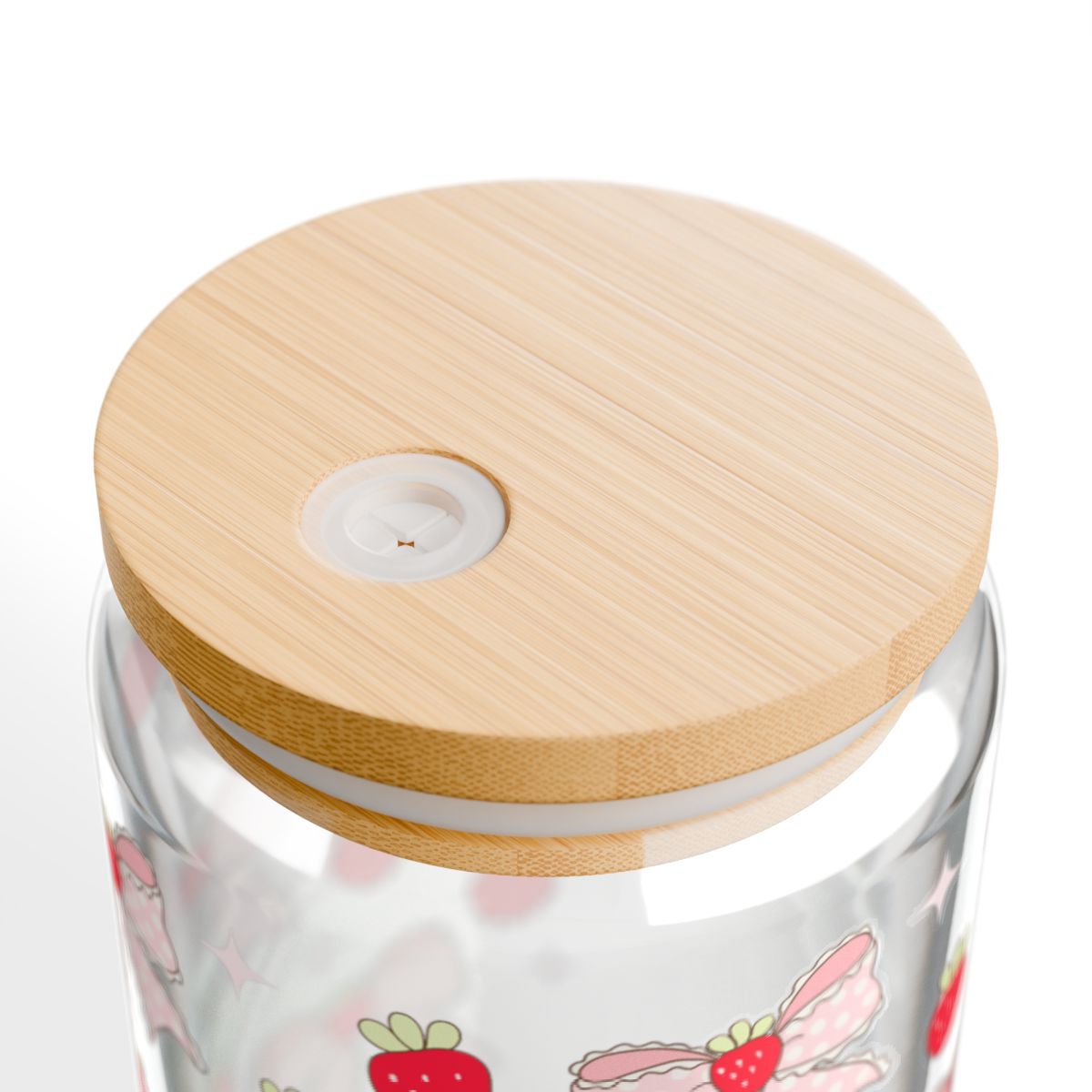 16oz Strawberry Bow Pattern Sipper Glass