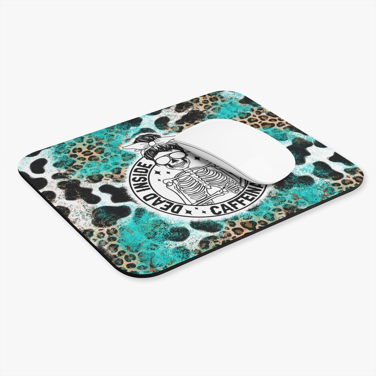 Teal Leopard Print Rectangle — Stylish Animal-Print Desk Mat
