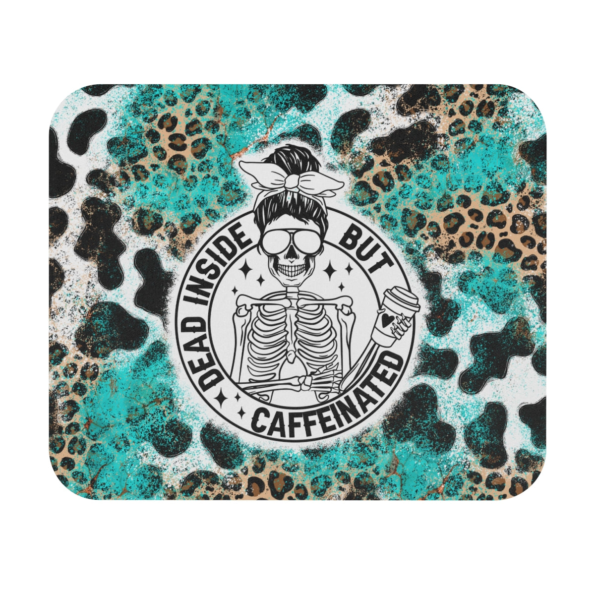 Teal Leopard Print Rectangle — Stylish Animal-Print Desk Mat