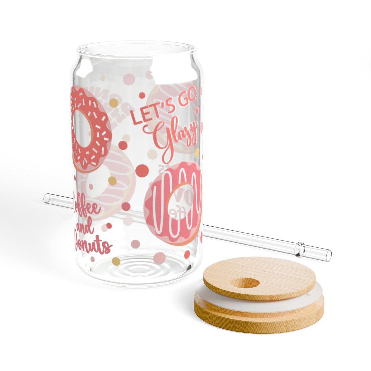 16oz Donut Coffee Donuts Sipper Glass