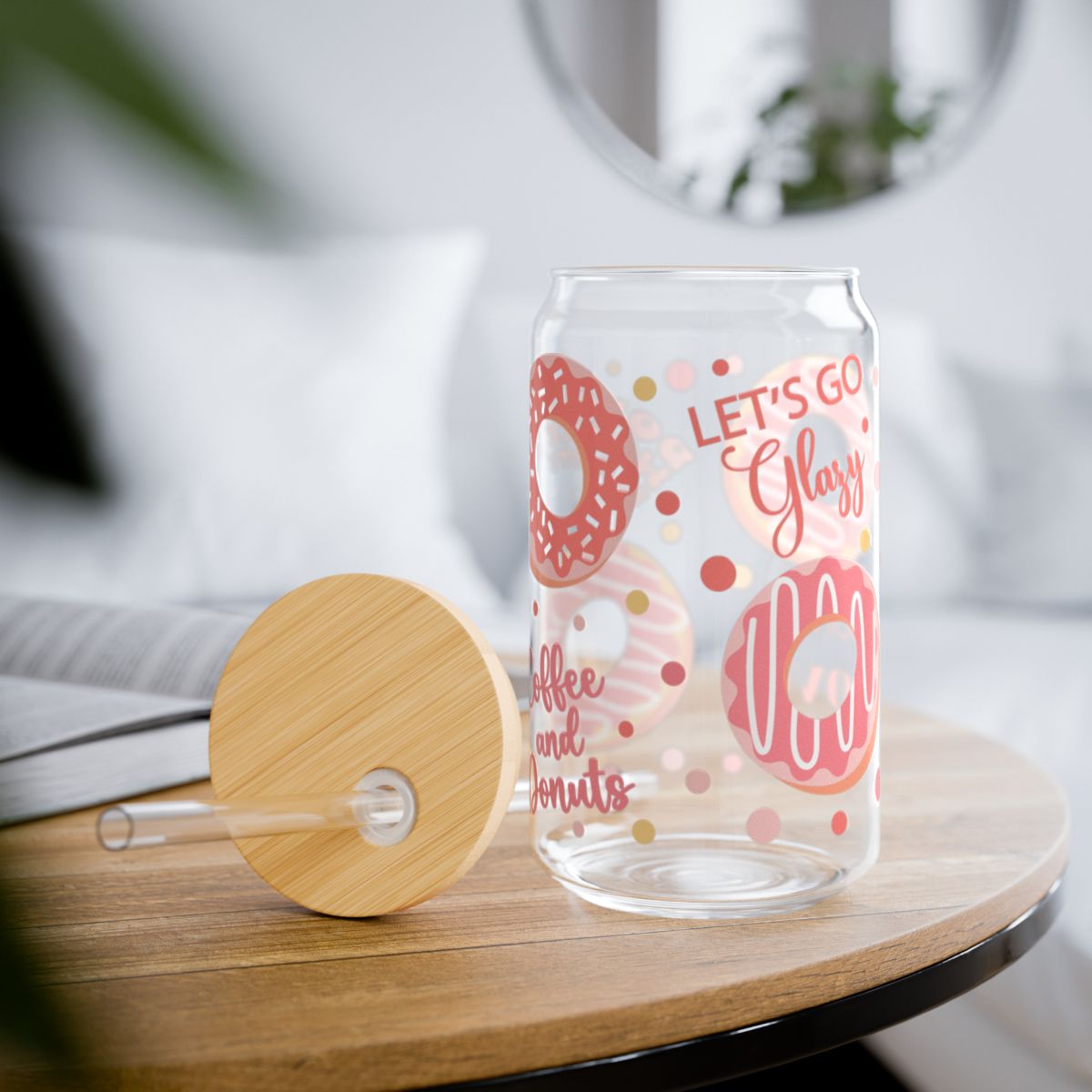 16oz Donut Coffee Donuts Sipper Glass
