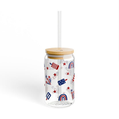 16oz Patriotic Fireworks Rainbows Sipper Glass