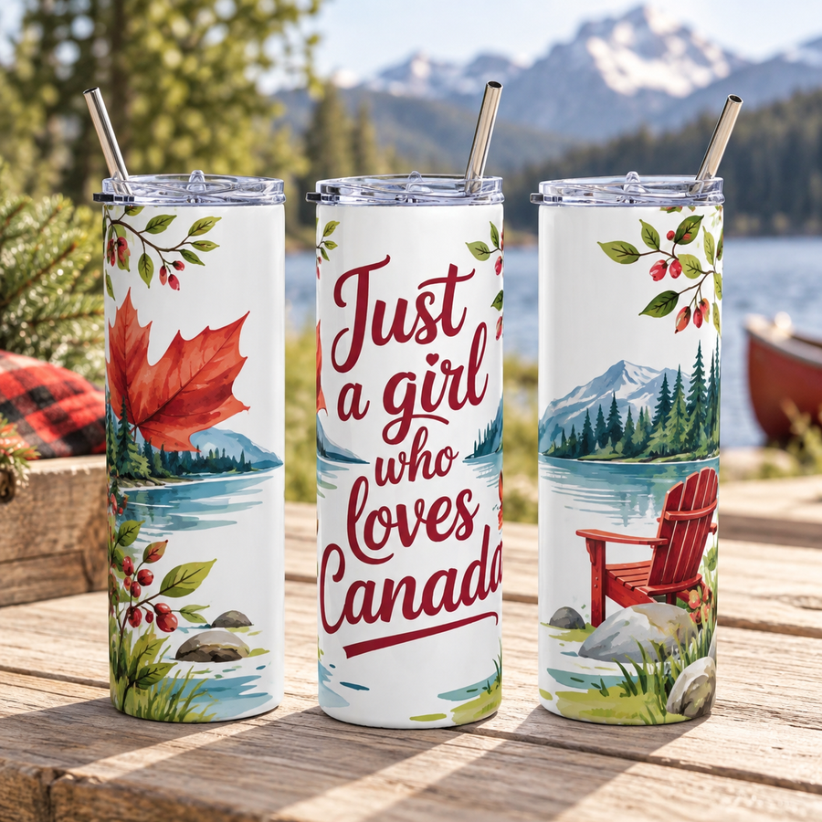 Just a Girl Who Loves Canada 20oz Tumbler – Canadian Pride Gift