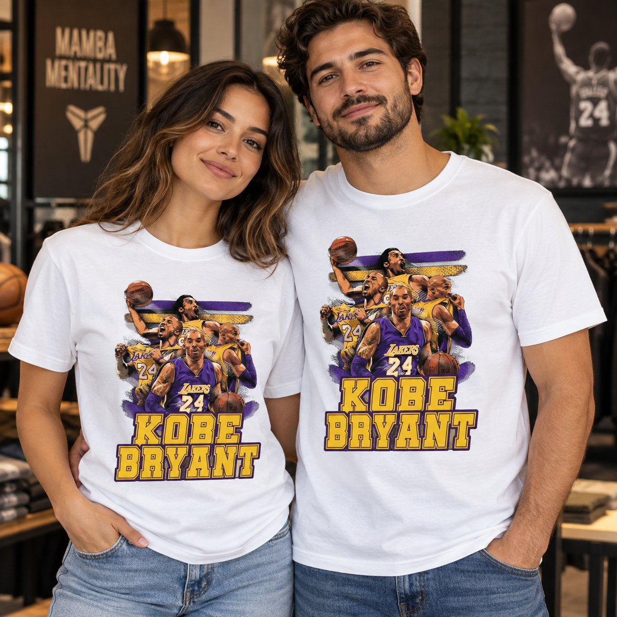 Kobe Bryant Tribute Graphic Apparel — White T-Shirt; one garment per purchase