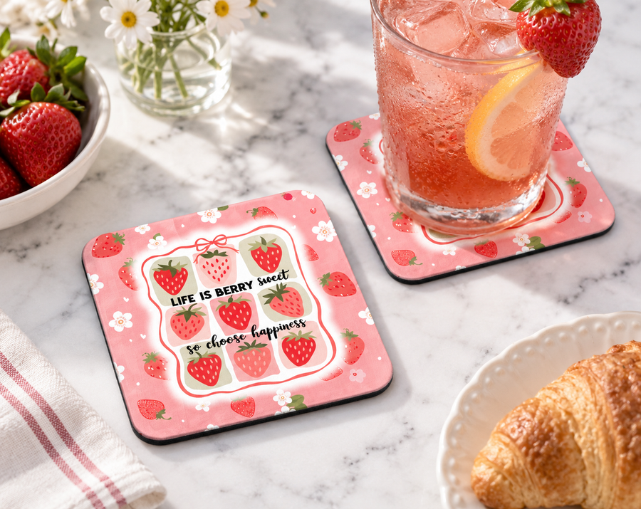 Life Is Berry Sweet Strawberry Coaster – Cute Cottagecore Decor