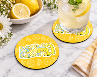 Mama Lemon Coaster – Bright Citrus Mother’s Day Gift — Round set of 2