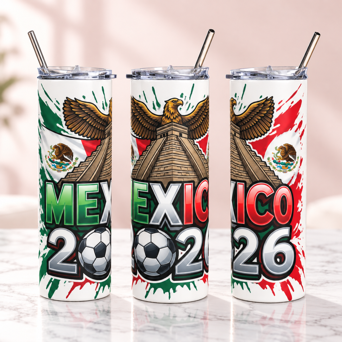 Mexico 2026 Football Tumbler – Insulated Soccer Fan Cup — product mockup