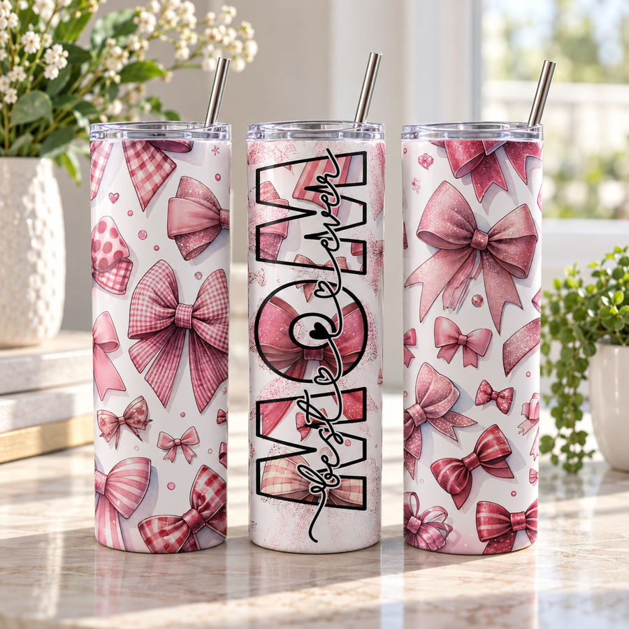 Mom Bow 20oz Skinny Tumbler