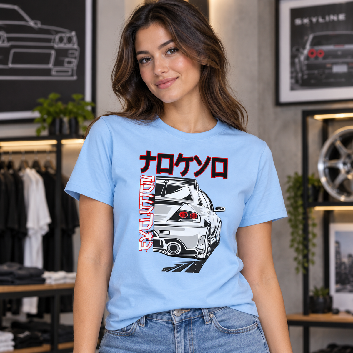 Nissan Skyline on Light Blue T-Shirt