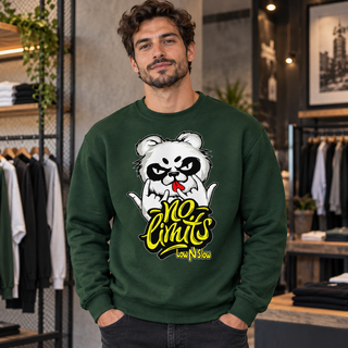 No Limits Panda on Forest Green Crewneck