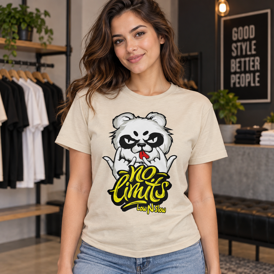 No Limits Panda Graphic Apparel – T-Shirt, Crewneck & Hoodie