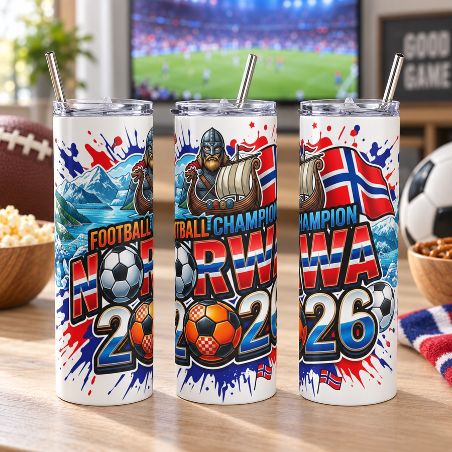 Norway 2026 Football Tumbler – Viking Soccer Fan Cup