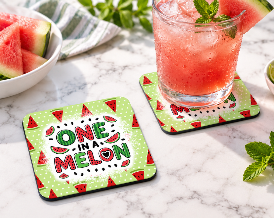 One in a Melon Watermelon Coaster – Cute Summer Drink Decor