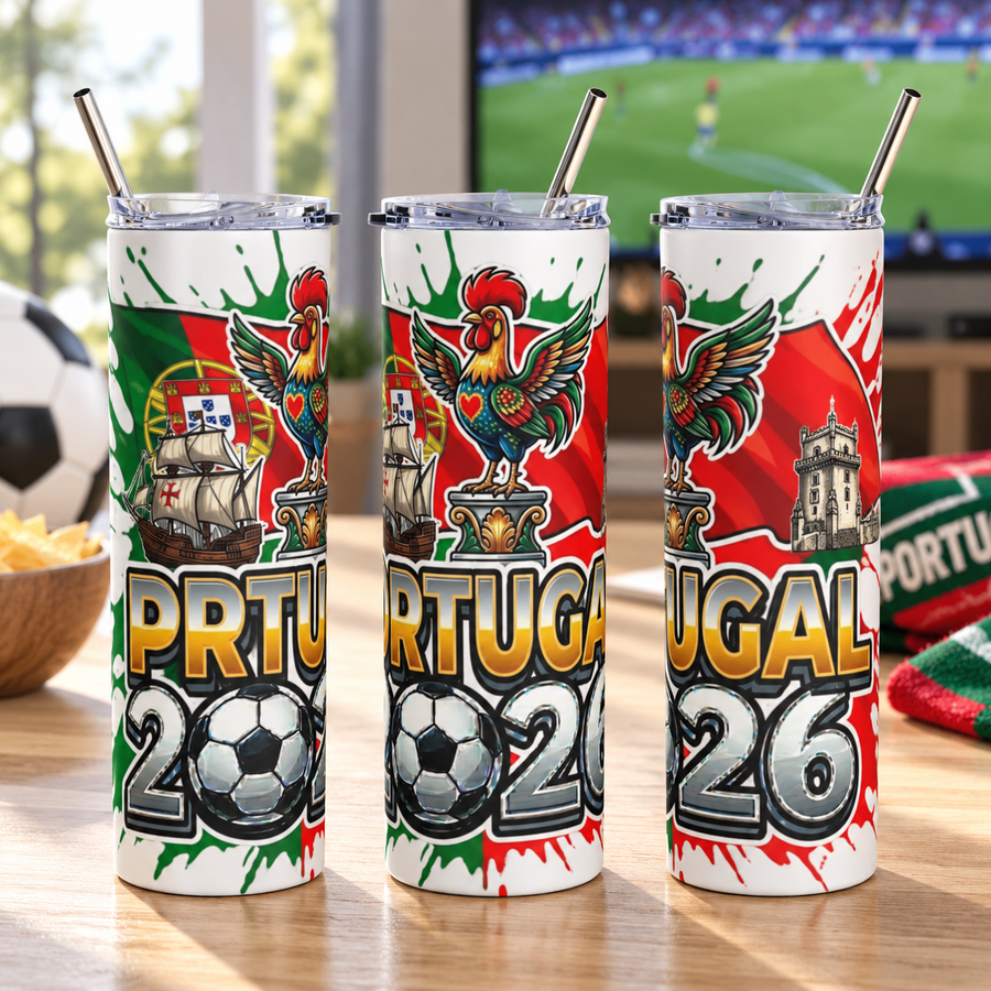 Portugal 2026 Football Tumbler – Portuguese Soccer Fan Cup