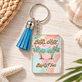 Salty Hair Sandy Toes keychain with blue tassel