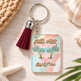 Salty Hair Sandy Toes keychain with maroon tassel