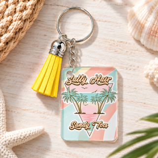 Salty Hair Sandy Toes keychain with yellow tassel
