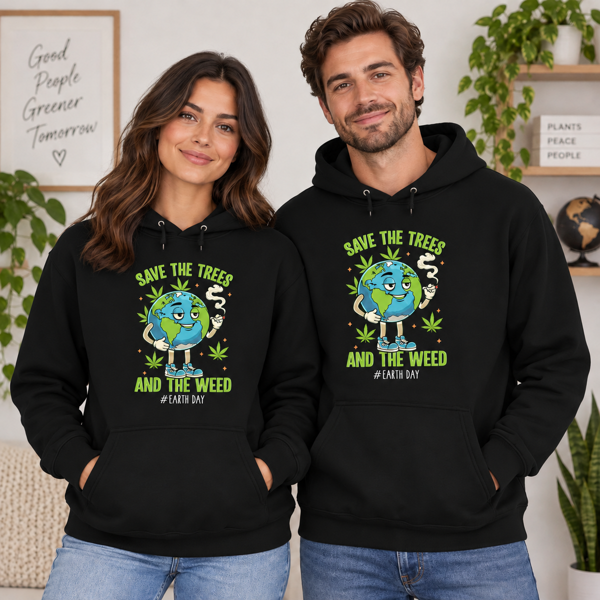 Save The Trees And The Weed on Black Hoodie