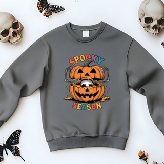 Spooky Season pumpkin skeleton Halloween crewneck