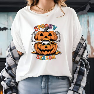 Spooky Season pumpkin skeleton Halloween T-shirt