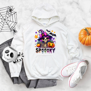 Spooky skeleton witch Halloween hoodie