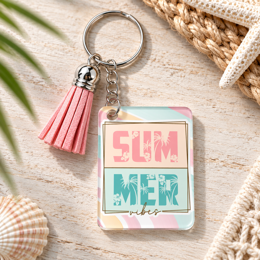 Summer Acrylic Keychain – Cute Beach & Vacation Accessory