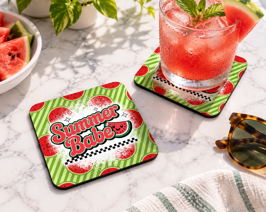 Summer Babe Watermelon Coaster – Retro Fruit Drink Decor