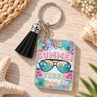 Summer Vibes keychain with black tassel