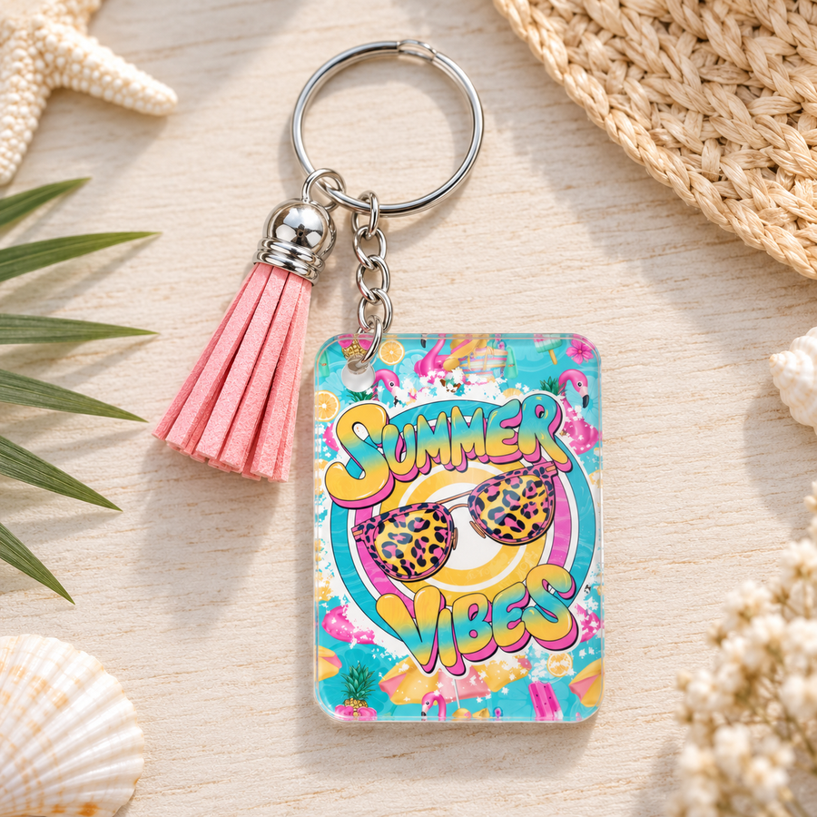Summer Vibes Acrylic Keychain – Bright Beach Bag Accessory