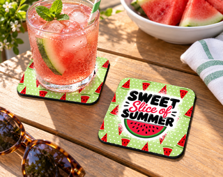 Sweet Slice of Summer Watermelon Coaster – Fresh Fruit Decor soft coaster lifestyle mockup