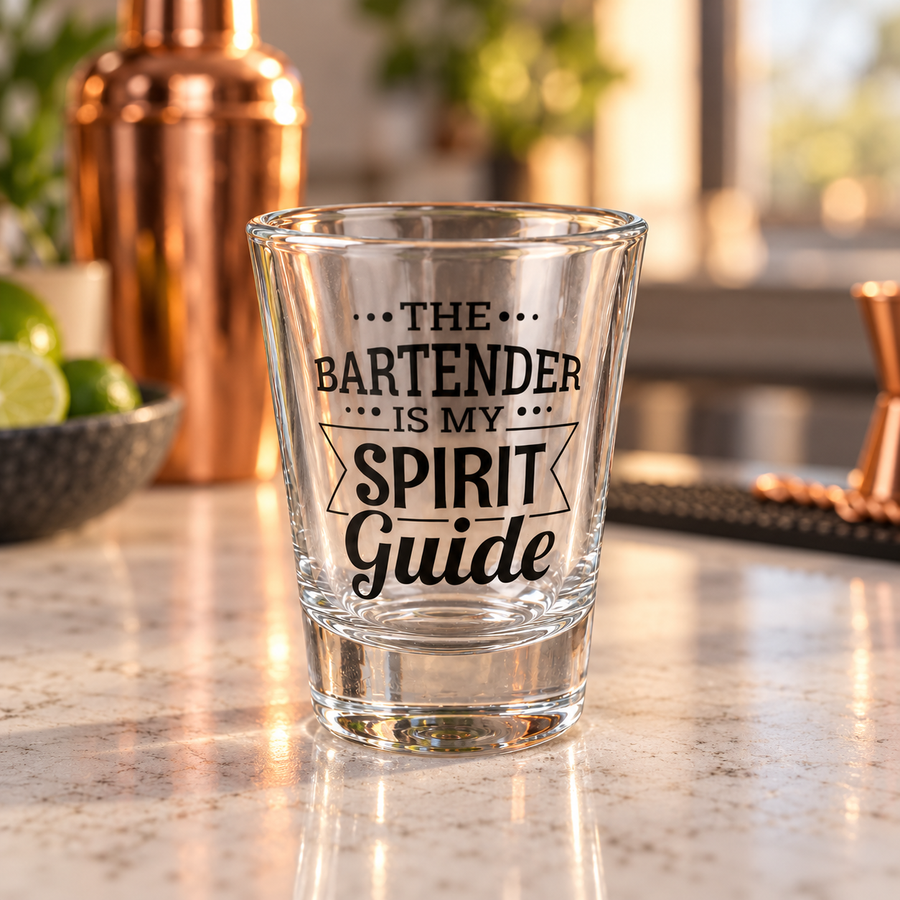 Bartender Is My Spirit Guide Shot Glass – Funny Bar Gift