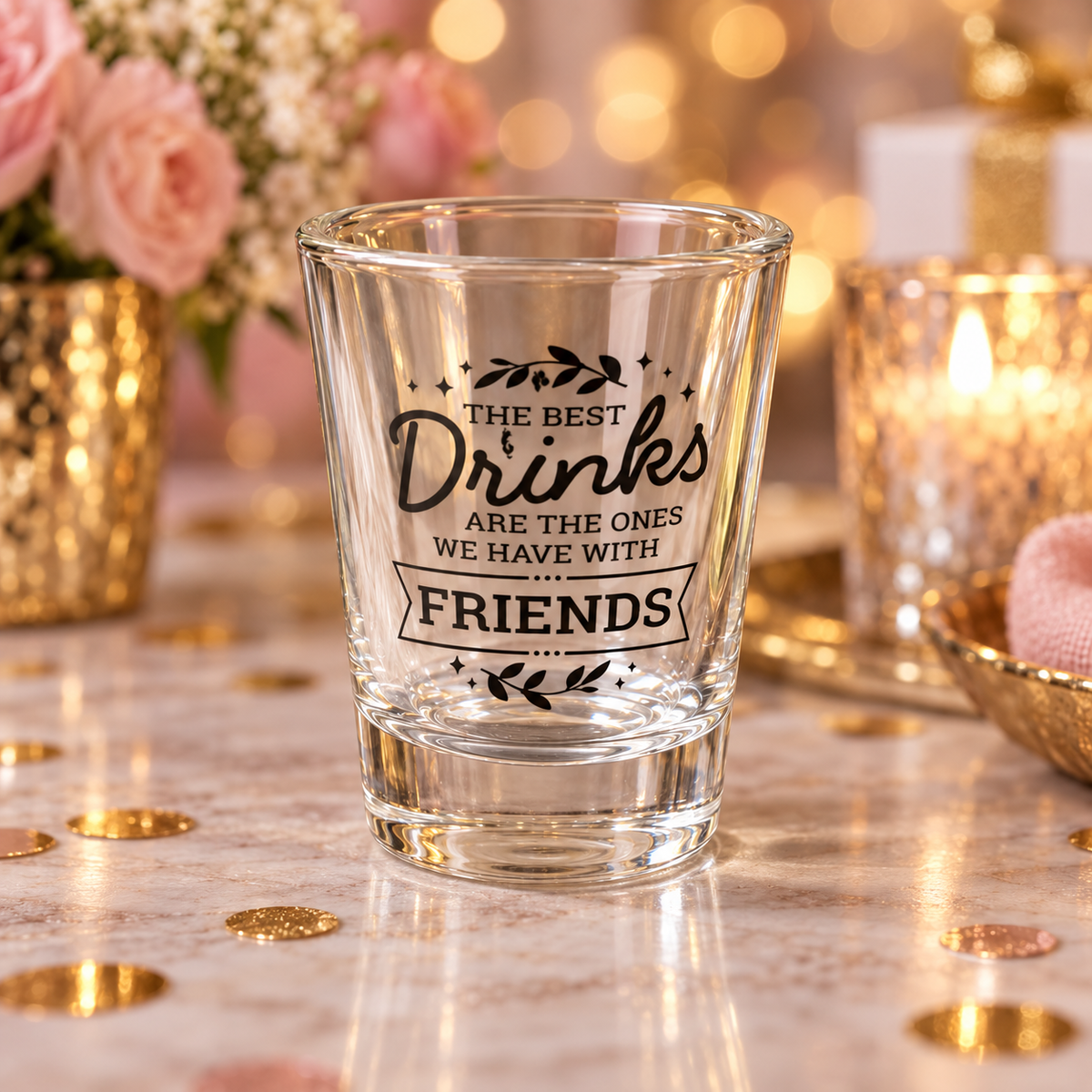 The Best Drinks Are the Ones We Have With Friends Shot Glass – realistic lifestyle mockup