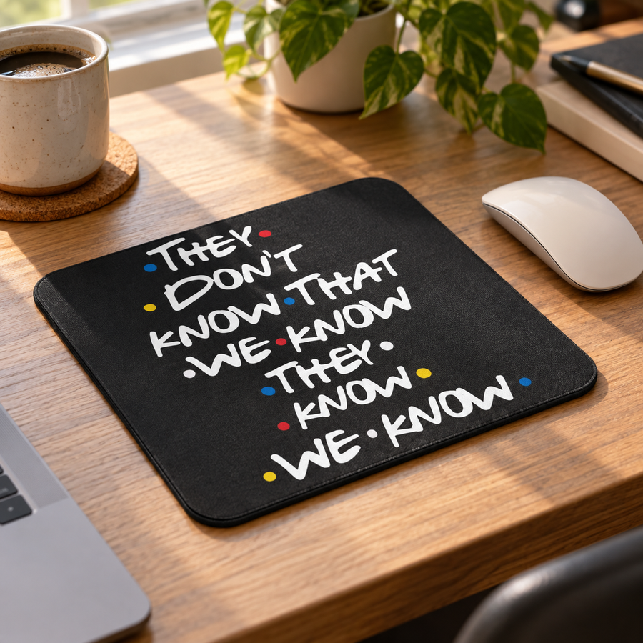 “They Don’t Know That We Know” Quote Mouse Pad – Funny TV Desk Decor