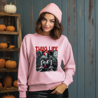 Thug Life horror clown Halloween crewneck