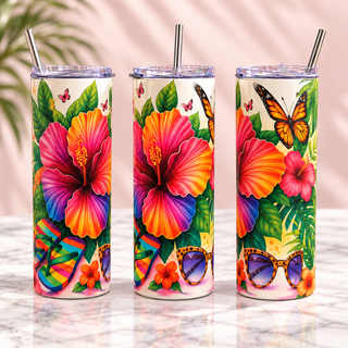 Tropical Hibiscus 20oz Skinny Tumbler — product mockup
