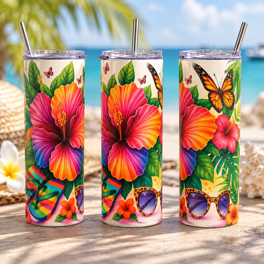 Tropical Hibiscus 20oz Skinny Tumbler